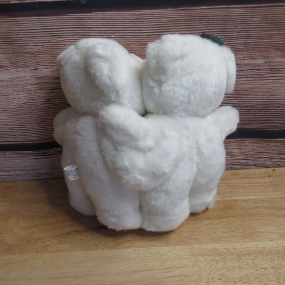 8" Whimsical Attached Christmas White Polar Bear Couple - Picture 6 of 6